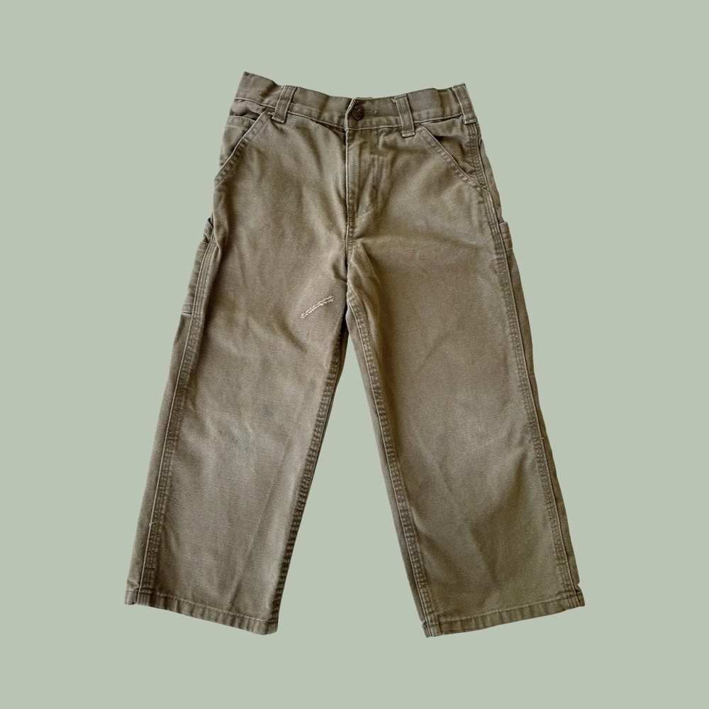 Vintage Light Tan Carhartt Canvas Duck Pants, Workwear, Size 4T